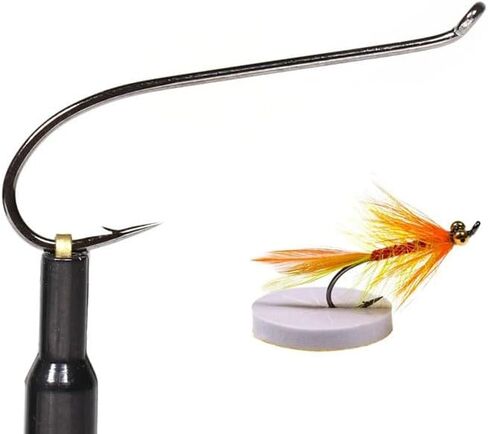 50pcs High Carbon Steel Fly Tying Hook Up-Turned Eye 3X Long Shank Salmon Flies in Kuwait