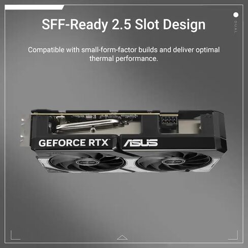 ASUS Dual GeForce RTX 5060 Ti OC 16GB GDDR7 GPU، PCIe 5.0، HDMI 2.1b، 3X DP، 4K Gaming and Streaming، Creator، إنشاء AI، تحرير الفيديو، عرض ثلاثي الأبعاد، AI محلي، مع حامل GPU in Kuwait