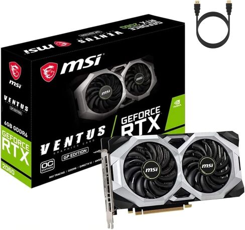 بطاقة رسومات MSI NVIDIA GeForce RTX 2060 Ventus GP OC مروحة توركس مزدوجة 6 جيجابايت GDDR6 DirectX PCI Express x16 HDCP 3 x DisplayPort 1x HDMI NVIDIA G-SYNC HDR in Kuwait
