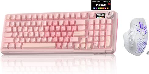 SOLAKAKA A99 Pro وSM809، مجموعة لوحة مفاتيح وماوس لاسلكية للألعاب (A99 Pro Pink & SM809 White) in Kuwait