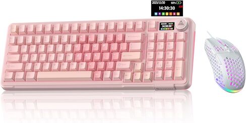 SOLAKAKA A99 Pro وSM900، مجموعة لوحة مفاتيح وماوس لاسلكية للألعاب (A99 Pro Pink & SM900 White) in Kuwait