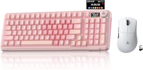 SOLAKAKA A99 Pro وSM805، مجموعة لوحة مفاتيح وماوس لاسلكية للألعاب (A99 Pro Pink & SM805 White) in Kuwait