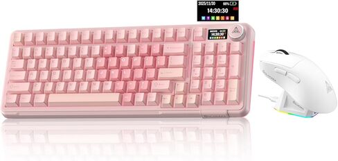 SOLAKAKA A99 Pro وSM822، مجموعة لوحة مفاتيح وماوس لاسلكية للألعاب (A99 Pro Pink & SM822 White) in Kuwait