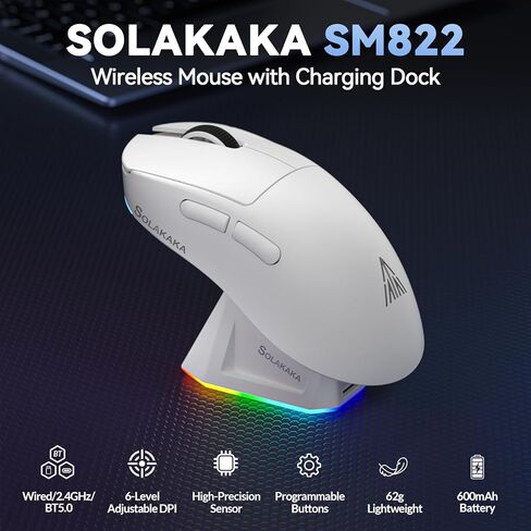 SOLAKAKA A99 Pro وSM822، مجموعة لوحة مفاتيح وماوس لاسلكية للألعاب (A99 Pro Pink & SM822 White) in Kuwait