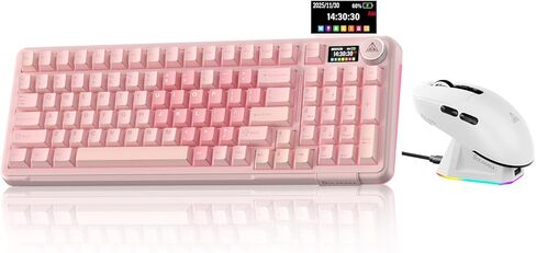 SOLAKAKA A99 Pro وSM820، مجموعة لوحة مفاتيح وماوس لاسلكية للألعاب (A99 Pro Pink & SM820 White) in Kuwait