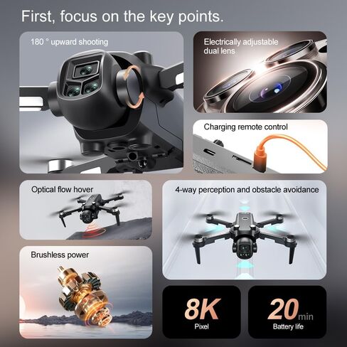 Drones with Camera for Adults, Brushless Motor Large HD Screen Remote Control, Lightweight Under 250g Foldable Professional Drone for Beginner, V156 Max Mini Quadcopter with 2 Batteries & Storage Bag (Grey) in Saudi Arabia