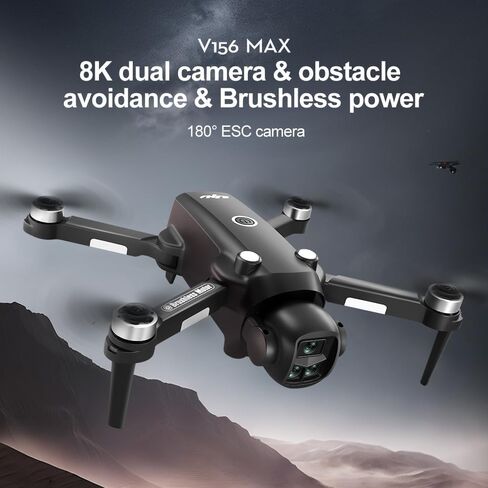 Drones with Camera for Adults, Brushless Motor Large HD Screen Remote Control, Lightweight Under 250g Foldable Professional Drone for Beginner, V156 Max Mini Quadcopter with 2 Batteries & Storage Bag (Grey) in Saudi Arabia