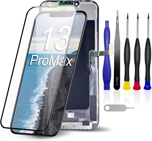 استبدال شاشة iPhone 13 Pro Max LCD مقاس 6.7 بوصة - مجموعة محول رقمي لشاشة تعمل باللمس مع مجموعة أدوات إصلاح كاملة، متوافقة تمامًا مع موديلات iPhone 13 Pro Max (A2644، A2645، A2646، A2648) in Kuwait