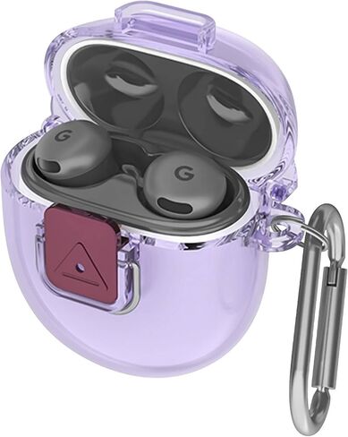 Geiomoo PC Cover for Google Pixel Buds 2a (2025) Case, Flexible Scratch Resistant Protective with Carabiner (Clear) in Kuwait