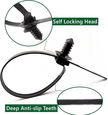 Push Mount Zip Ties Assorted Sizes, 4-Types Black Nylon Push Mount Cable Ties for Automotive, Indoor wiring harness management (80pcs) in Saudi Arabia