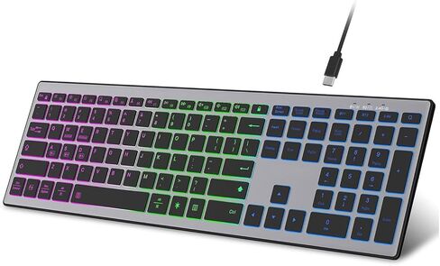 لوحة مفاتيح دوكولر 110 مفتاح بإضاءة خلفية RGB مع تصميم Numpad قابل لإعادة الشحن in Kuwait