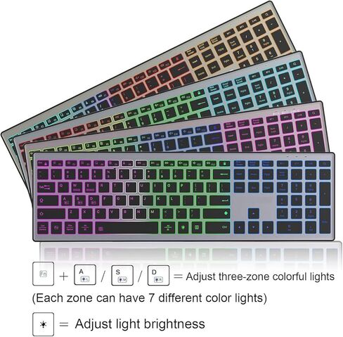 لوحة مفاتيح دوكولر 110 مفتاح بإضاءة خلفية RGB مع تصميم Numpad قابل لإعادة الشحن in Kuwait