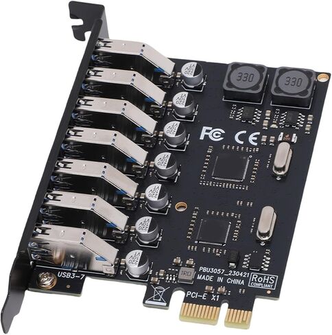 بطاقة توسيع Cuifati 7 منافذ PCIe USB 3.0، بطاقة محول PCI Express إلى USB 3.0 مع 7 منافذ مستقلة ومصدر طاقة ثابت، لنظام 11 10 8 in Kuwait