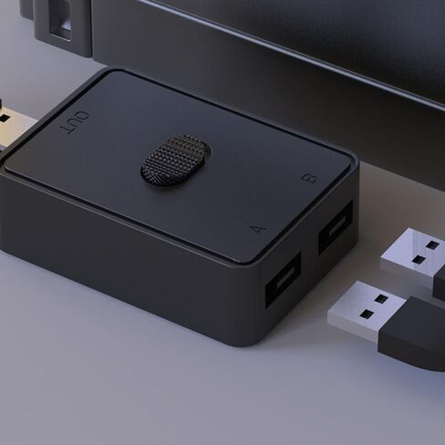 PUSOKEI USB 3.0 Switch 2 in 1 Out، USB Switcher 2 Computers Share 1 جهاز للوحة مفاتيح الماسح الضوئي للطابعة، نقل البيانات بسرعة عالية، التوصيل والتشغيل، مفتاح محدد للكمبيوتر الشخصي in Kuwait