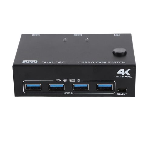 محول KVM للوسائط المتعددة عالية الدقة من SUNGOOYUE، 2 في 2 خارج USB 3.0 محول شاشة مزدوج يدعم 4K 60 هرتز 1440P 165 هرتز، مع مفاتيح فعلية وأدوات تحكم سلكية، لأجهزة الكمبيوتر التي تشارك لوحة المفاتيح والماوس in Kuwait