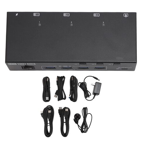محول KVM لواجهة الوسائط المتعددة عالية الدقة من SUNGOOYUE، محول USB 3.0 لـ 3 أجهزة كمبيوتر وشاشتين 4K عند 60 هرتز، مع وضع عرض ممتد أو مكرر، لـ (قابس الولايات المتحدة) in Kuwait