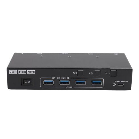محول KVM لواجهة الوسائط المتعددة عالية الدقة من SUNGOOYUE، محول USB 3.0 لـ 3 أجهزة كمبيوتر وشاشتين 4K عند 60 هرتز، مع وضع عرض ممتد أو مكرر، لـ (قابس الولايات المتحدة) in Kuwait