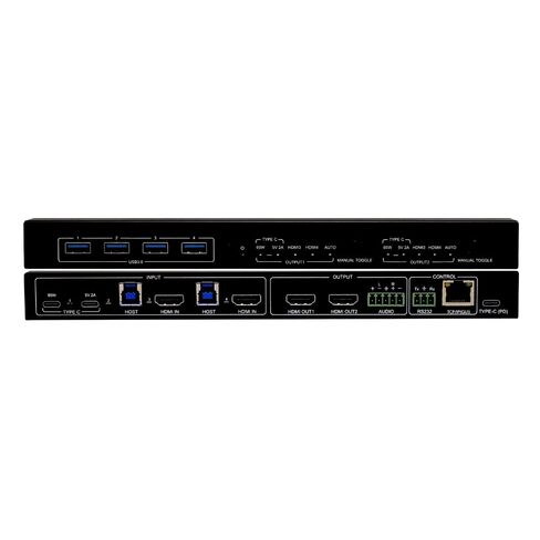 محول مؤتمرات الفيديو Boom ARC 4K BYOD، مصفوفة 4×2 (2 HDMI + 2 USB-C) شاشة مزدوجة، مشاركة طرفية USB KVM، تبديل تلقائي، تحكم RS232/TCP-IP، محول 100 واط in Kuwait