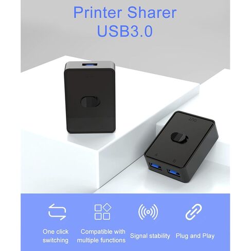 LICAEVEY USB 3.0 محدد التبديل 2 في 1 خارج، لجهازي كمبيوتر مشاركة لوحة المفاتيح وكاميرا ويب وماسح ضوئي للطابعة، يدعم فقط نقل البيانات، 6.2 × 4.3 × 2 سم in Kuwait