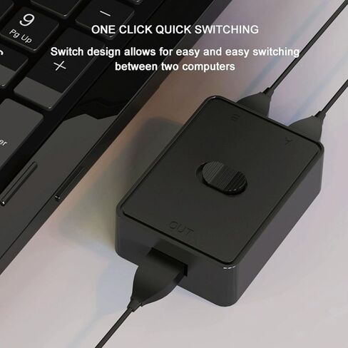 LICAEVEY USB 3.0 محدد التبديل 2 في 1 خارج، لجهازي كمبيوتر مشاركة لوحة المفاتيح وكاميرا ويب وماسح ضوئي للطابعة، يدعم فقط نقل البيانات، 6.2 × 4.3 × 2 سم in Kuwait