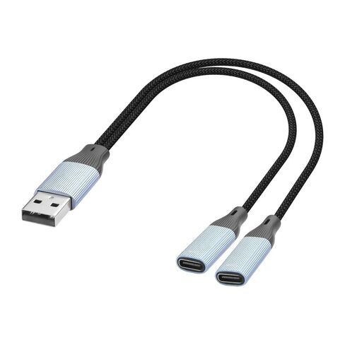 كابل مقسم USB-C، كابل محول USB 2.0 ذكر إلى مزدوج أنثى من النوع C، كابل شحن USB A إلى منفذ مزدوج من النوع C للشحن والبيانات للهاتف والكمبيوتر اللوحي والكمبيوتر المحمول - 17 سم/6.6 بوصة in Kuwait