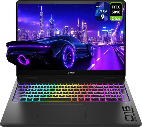 كمبيوتر محمول HP OMEN MAX للألعاب، Intel Ultra 9-275HX، ذاكرة الوصول العشوائي DDR5 سعة 96 جيجابايت، 4 تيرابايت PCIe SSD، شاشة WUXGA 16 بوصة (1920 × 1200) 165 هرتز، Nvidia G-Force RTX 5090، لوحة مفاتيح بإضاءة خلفية RGB لمنطقة واحدة، W11 Pro، أسود شادو in Kuwait