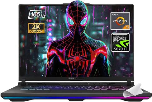 كمبيوتر محمول للألعاب ASUS 2025 ROG Strix G16، شاشة 16 بوصة FHD 165 هرتز، 16 نواة AMD Ryzen 9 8940HX، RTX 5070 Ti (TGP 140W)، مفتاح MUX، نافذة 11، مع لوحة ماوس (ذاكرة الوصول العشوائي 64 جيجابايت | 4 تيرابايت PCIe SSD) in Kuwait