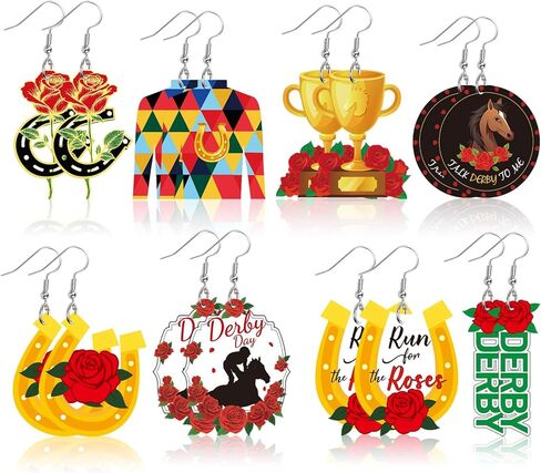 AUGSUN 8 Pairs Holiday Earrings for Women Christmas Acrylic Earrings Double Side Design Christmas Tree Gingerbread Men Decoration Christmas Jewelry in Kuwait