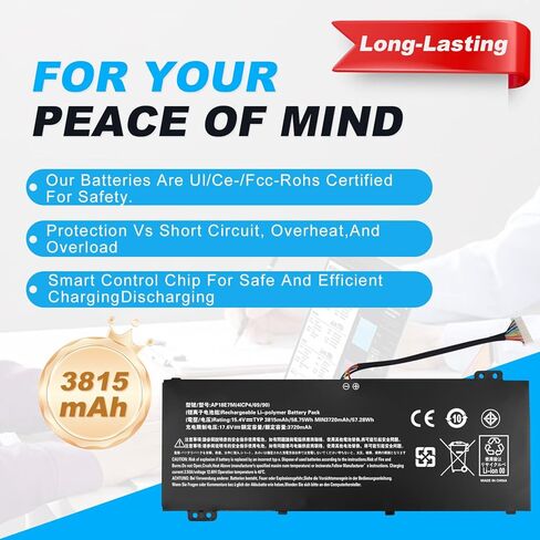 بطارية AP18E7M AP18E8M لجهاز أيسر نيترو 5 AN515-44 AN515-54 AN517-51 نيترو 7 AN715-51، أسباير 7 A715-74G، بريداتور هيليوس 300 PH315-52 PH317-53، تريتون 300 PT315-51 in Kuwait