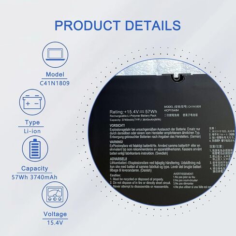 JOTACT C41N1809 Laptop Battery Compatible with ASUS ZenBook Flip 15 UX562 UX562FD UX562FDX UX562FN Q536FD Q536F Series Notebook 0B200-03070000 15.4V 57Wh in Kuwait