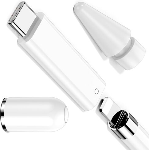 3 عبوات من الملحقات لقلم Apple Pencil 1st، USB C لمحول شحن Lightning لقلم Apple 1st Gen لجهاز iPad A16 10 11، غطاء بديل للغطاء العلوي المغناطيسي، طرف قلم ذو نقاط دقيقة لجيل iPencil 1 in Kuwait