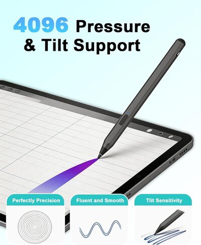 قلم DOGAIN USI2.0 لجهاز Amazon Fire HD 10/Max 11 Tablet/ASUS/Lenovo/HP/Acer Chromebook 4096 مستوى ضغط النخيل ورفض القلم الرقمي من النوع C جسم من الألومنيوم للشحن السريع in Kuwait