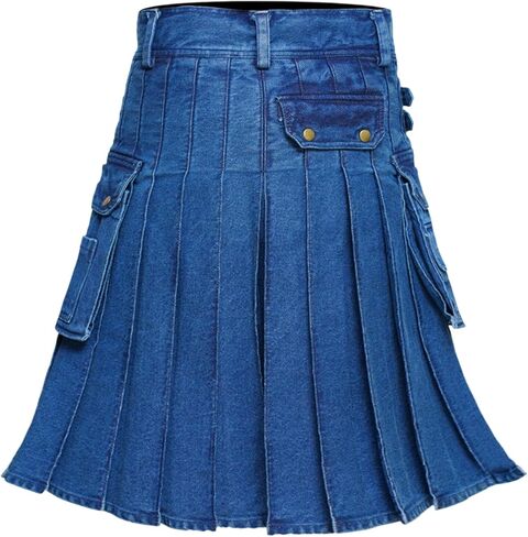Men's Deluxe Utility Denim Kilt - Modern Utility Kilt for Men, Authentic Jean Kilts with Tactical Style in Saudi Arabia