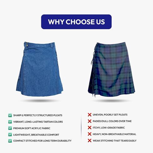 Men's Deluxe Utility Denim Kilt - Modern Utility Kilt for Men, Authentic Jean Kilts with Tactical Style in Saudi Arabia