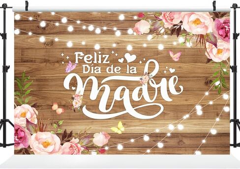 Ticuenicoa 7x5ft Feliz Dia de la Madre Backdrop for Photography Spanish Happy Mother's Day Banner Flowers Wood Background for Mother's Day Decorations and Party Photo Studio Props in Saudi Arabia