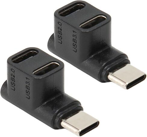 محول USB C 3.1 90 درجة، موصل منفذ أنثى مزدوج، محول بيانات عالي السرعة مع نقل فيديو 10 جيجابت في الثانية و4K 60 هرتز in Kuwait