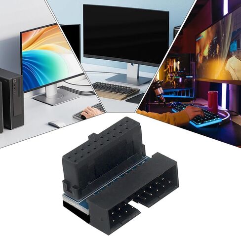 USB C 90 Degree Adapter | 19/20-Pin Right Angle Connector,USB Motherboard Extension Adapter | for Computer PC Workstation Home Office Game Room in Saudi Arabia