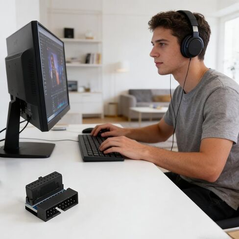 USB C 90 Degree Adapter | 19/20-Pin Right Angle Connector,USB Motherboard Extension Adapter | for Computer PC Workstation Home Office Game Room in Saudi Arabia