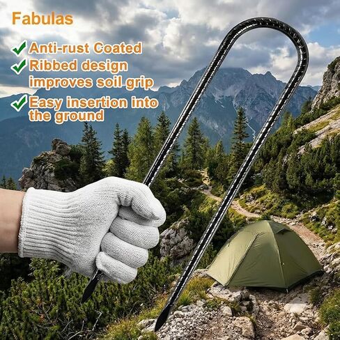 Heavy Duty 12 Inch Rebar Stakes, 15 Pack – U Hook Ground Anchors for Trampolines, High Wind & Outdoor Use, Ideal for Chicken Coops, Fencing, Tents, Gardening, and Dog Yard Securement (15) in Kuwait