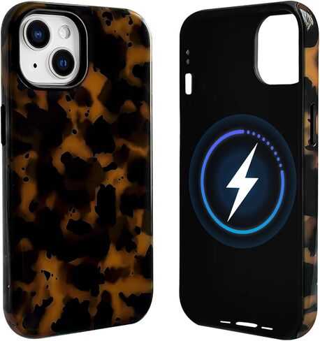 NITITOP Compatible with iPhone 16 Pro Case Magnetic Compatible with MagSafe Cute Leopard Amber Aesthetic Tortoise Design for Women Men Girls Soft TPU Shockproof Protective Cover - Brown in Kuwait