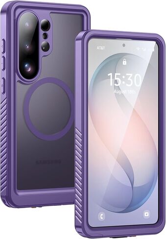 حافظة Lanhiem مغناطيسية لهاتف Samsung Galaxy S26 Ultra، مقاومة للماء والغبار IP68، واقي شاشة مدمج، غطاء متين مقاوم للصدمات لكامل الجسم لهاتف Galaxy S26 Ultra 5G 6.9 بوصة، أسود/شفاف in Kuwait