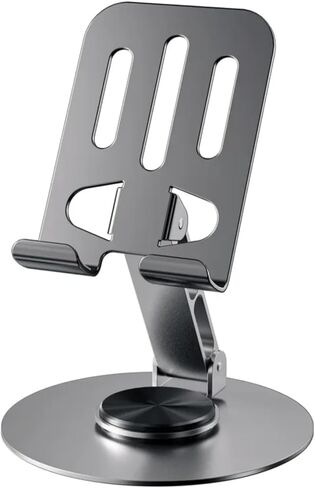 Adjustable Phone or Tablet Holder Stand, Metal Desktop Stand with Rotating Base in Kuwait
