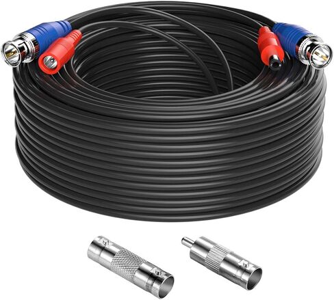 Anlapus 60ft 18M BNC كابل طاقة فيديو سلك كاميرا أمان مع موصلات BNC ومحولات RCA، سلك تمديد كابل BNC الكل في واحد لكاميرا CCTV 4K، DVR، نظام المراقبة، أسود in Kuwait