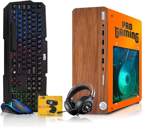 كمبيوتر مكتبي HP Full Dark Gaming PC Phoenix AMD A10-9700، GT 1030، ذاكرة الوصول العشوائي 16 جيجابايت، 1 تيرابايت SSD، RGB KBM مع AI Copilot، WiFi، سماعة رأس RGB، كاميرا ويب، Windows 11 (متجدد) in Kuwait