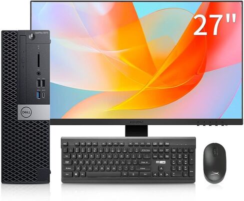أجهزة الكمبيوتر المكتبية Dell OptiPlex 5070 Windows 11، Intel Hexa Core i5-9500، ذاكرة الوصول العشوائي DDR4 سعة 32 جيجابايت، 1 تيرابايت M.2 NVMe SSD، شاشة FHD مقاس 27 بوصة، AX210 مدمج WiFi 6e جاهز، ماوس لوحة مفاتيح لاسلكية Altec (متجدد) in Kuwait