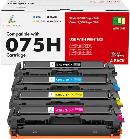 مجموعة خرطوشة حبر 075H 075 MF663Cdw MF665Cdw LBP646Cdw متوافقة مع Canon Color ImageCLASS MF660c LBP640c MF662CDW LBP647Cdw MF660 LBP640 طابعة 4 عبوات حبر عالي السعة أسود سماوي أصفر أرجواني in Kuwait