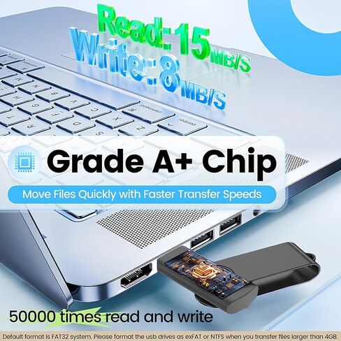 محركات أقراص فلاش USB سعة 32 جيجابايت، تصميم دوار لمحرك الإبهام، شريحة ذاكرة نقل عالية السرعة USB 2.0 للتخزين والنسخ الاحتياطي، أسود in Kuwait
