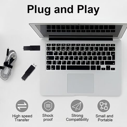 محركات أقراص فلاش USB سعة 32 جيجابايت، تصميم دوار لمحرك الإبهام، شريحة ذاكرة نقل عالية السرعة USB 2.0 للتخزين والنسخ الاحتياطي، أسود in Kuwait