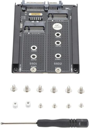 محول TOPINCN Dual M.2 SSD إلى 2.5 بوصة، حاوية NGFF B M Key III 6Gbps مع حامل إطار، لـ M.2 2230، 2242، 2260، 2280 SSD in Kuwait