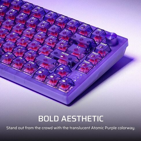 لوحة مفاتيح الألعاب الميكانيكية Corsair K65 Plus اللاسلكية بنسبة 75% RGB القابلة للتبديل السريع - تصميم QWERTY US، ومفاتيح خطية MLX Red v2 مشحمة مسبقًا، وتخميد الصوت بطبقة مزدوجة - أرجواني ذري in Kuwait